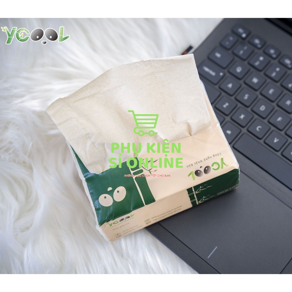 Thùng 30 gói/300 tờ/4 lớp Giấy ăn Gấu Trúc YCOOL/khăn giấy rút mịn, dai, không mùi, không chất tẩy trắng Store4girls