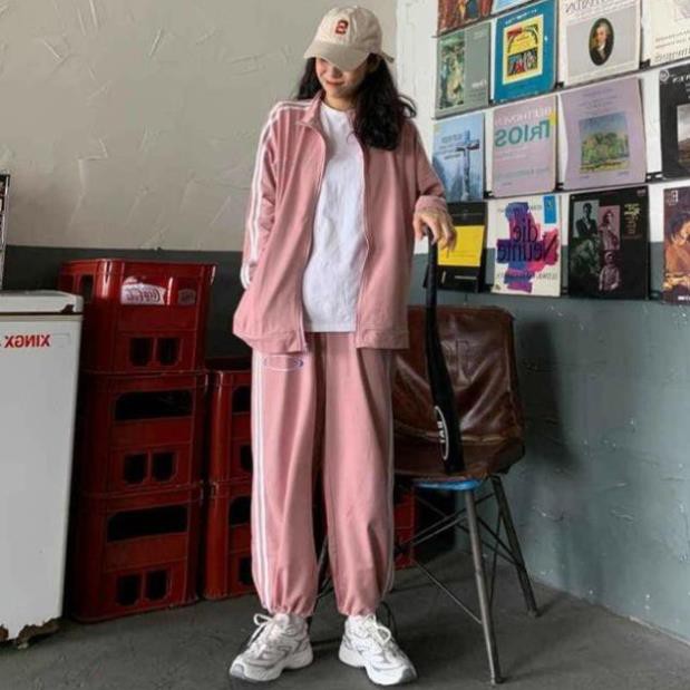 SET ĐỒ THỂ THAO NAM NỮ ULZZANG - SET NỈ THỂ THAO SỌC UNISEX