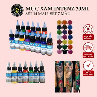 Set 14 màu - Sét 7 màu [Tặng quà+Freeship]💝 Cơ bản mực xăm intenZ 30ml mới vào nghề