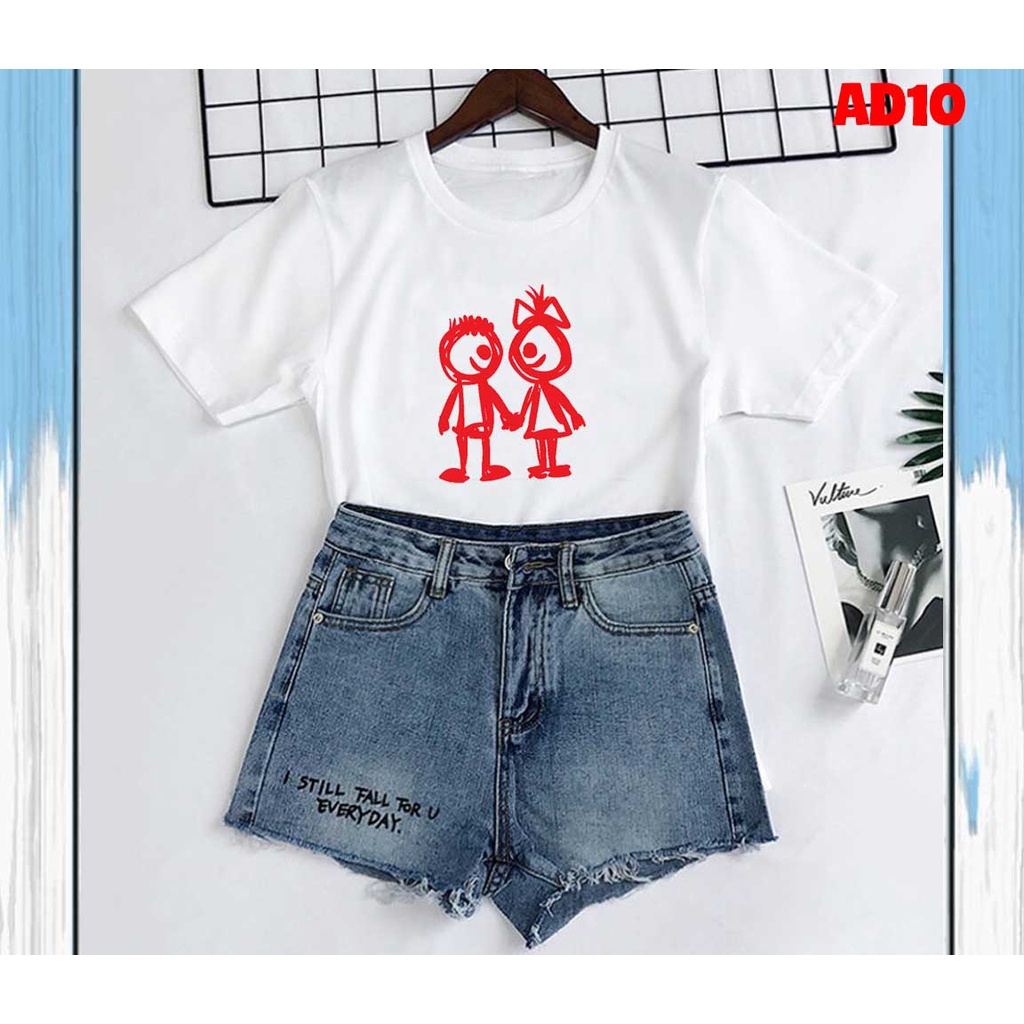 Áo Phông Cặp Cực Cute Dễ Thương Nét Vẽ Ngộ Ngĩnh - KTQN TSHIRT AND UNIFORM