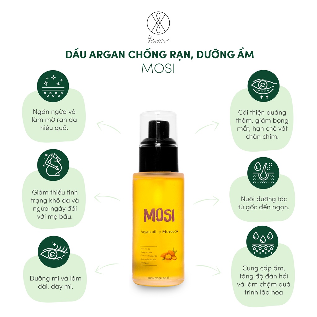 Dầu Argan chống rạn, dưỡng ẩm - Mosi 70ml