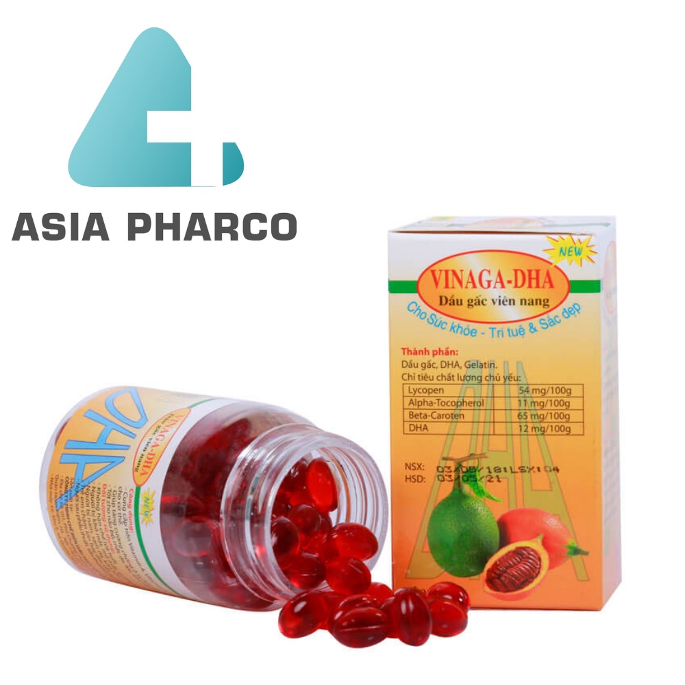 Viên uống dầu gấc Vinaga DHA 100 viên, chiết xuất từ tinh dầu gấc giúp sáng mắt đẹp da
