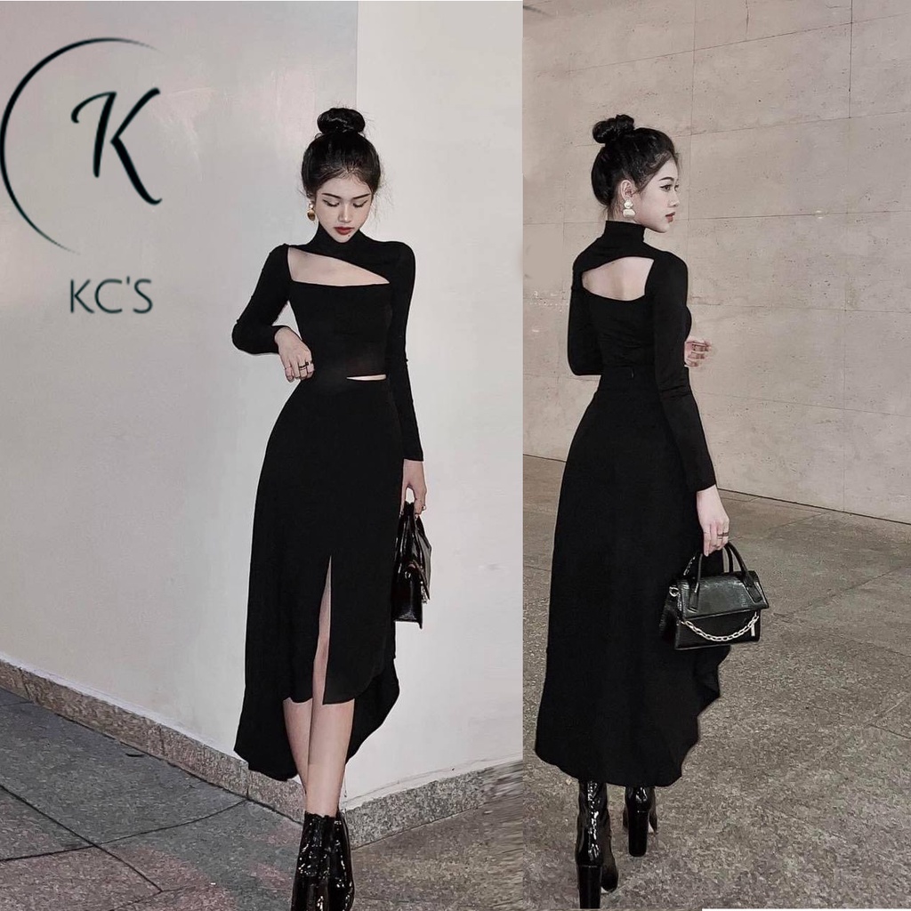 Set Áo Cutout và Chân Váy Đuôi Cá Xẻ Trước KC1373