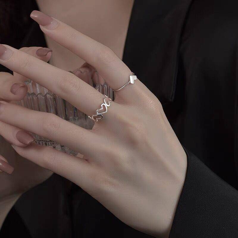 Bộ 2 Nhẫn Hở Hình Trái Tim Thời Trang Hàn Quốc
