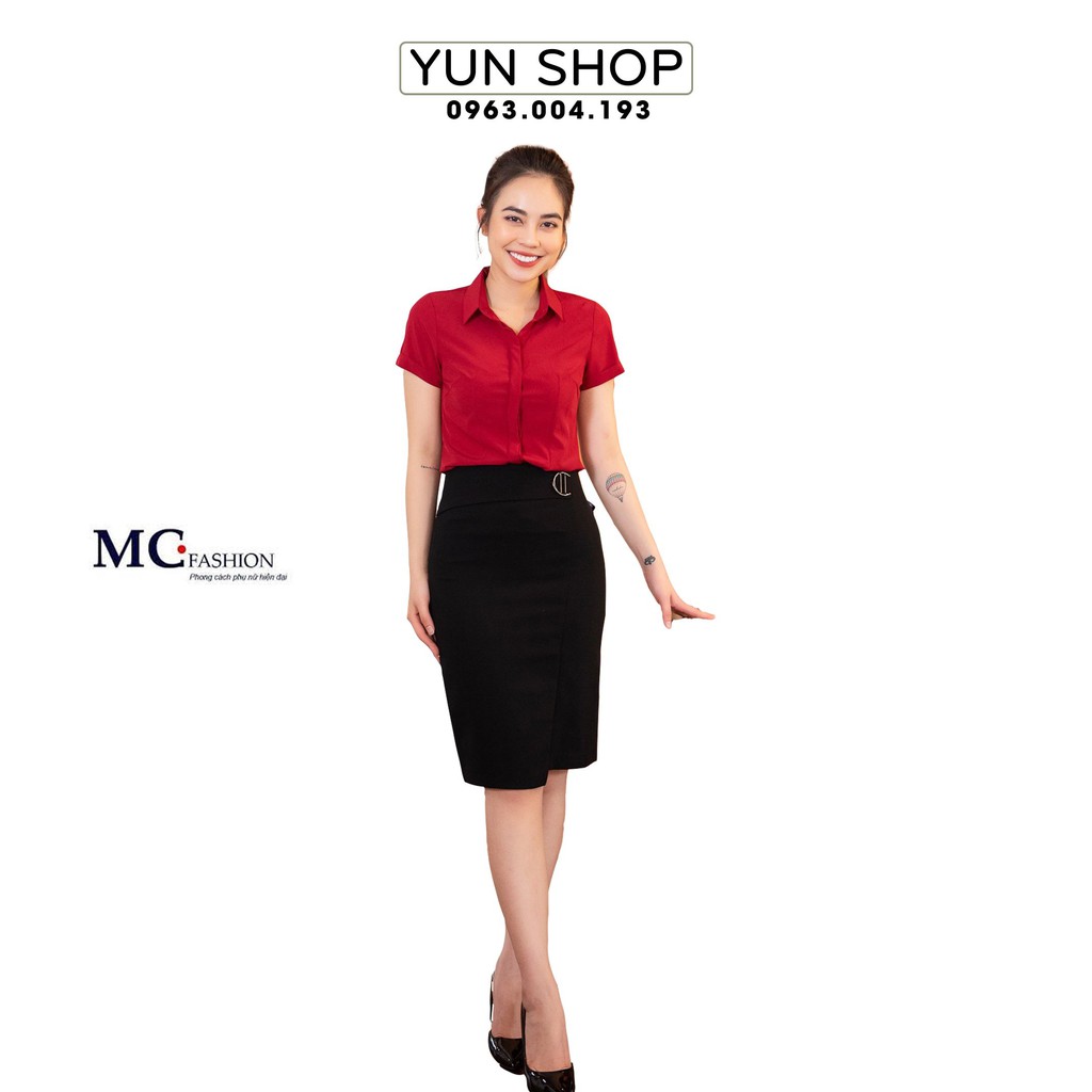 Áo Sơ Mi Cộc Tay Công Sở - MC Fashion A208 Màu Đỏ Đô