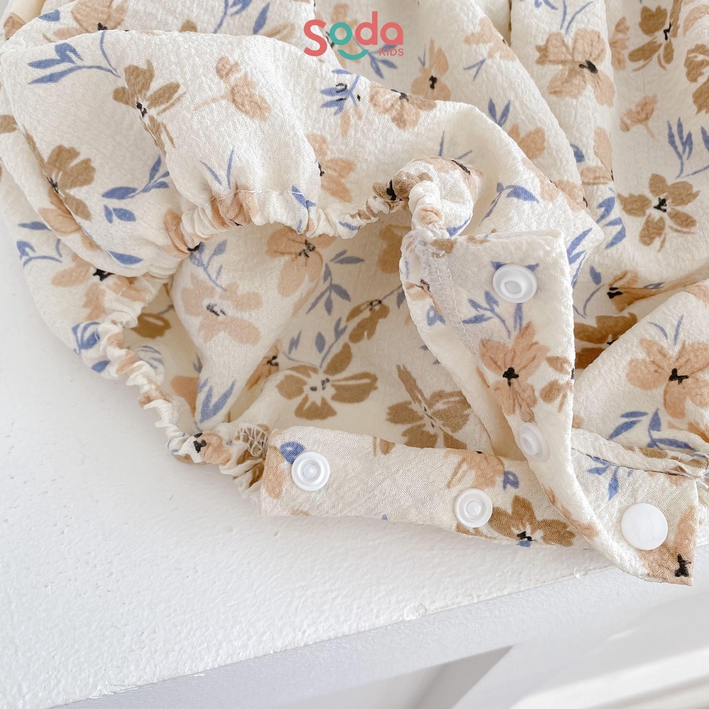 Body tiểu thư cho bé gái Melle SODA KIDS thiết kế cổ vuông, tay bồng, đính nơ ngực phong