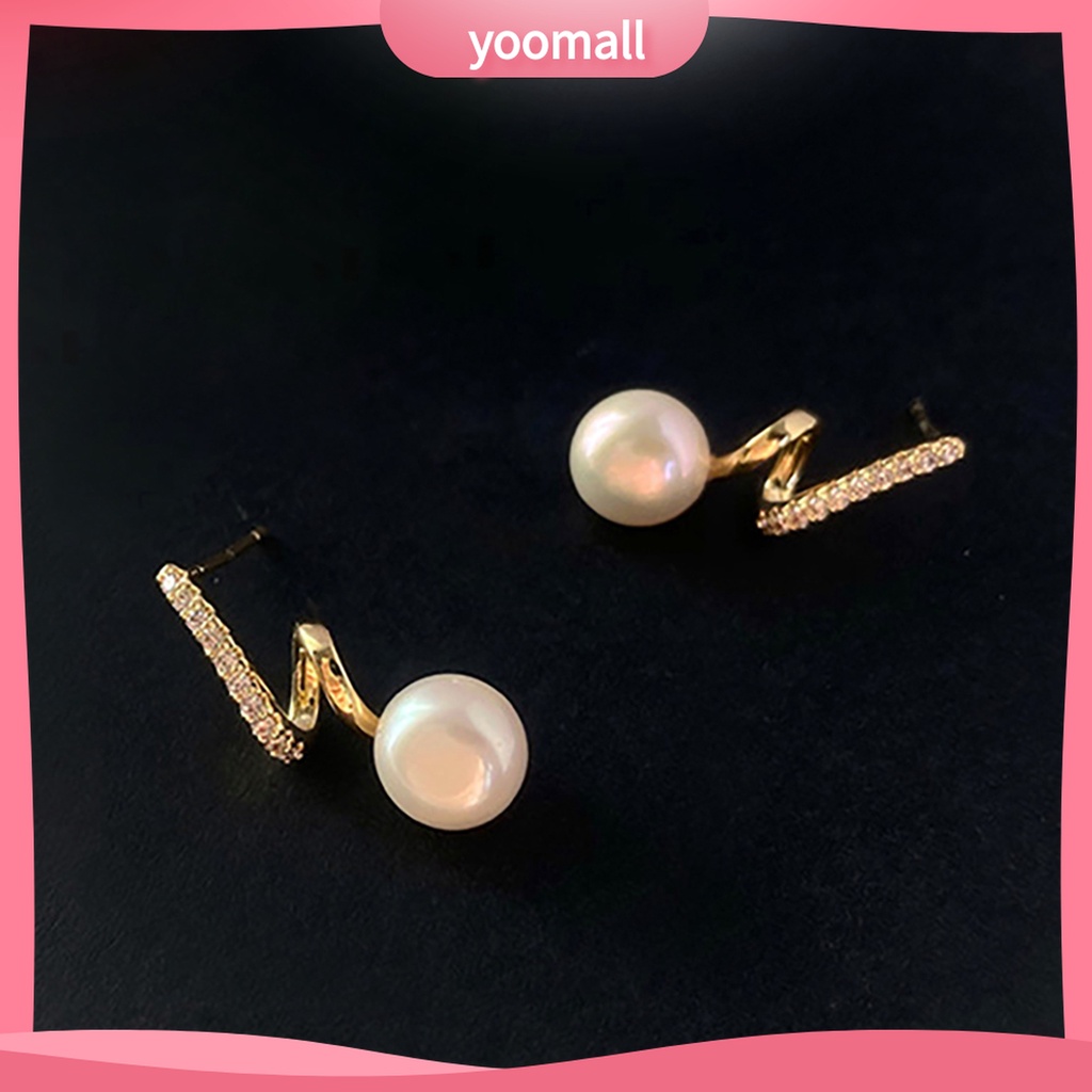 Yomall♡ 1 Đôi Bông Tai Đính Ngọc Trai Giả Phong Cách Hàn Quốc