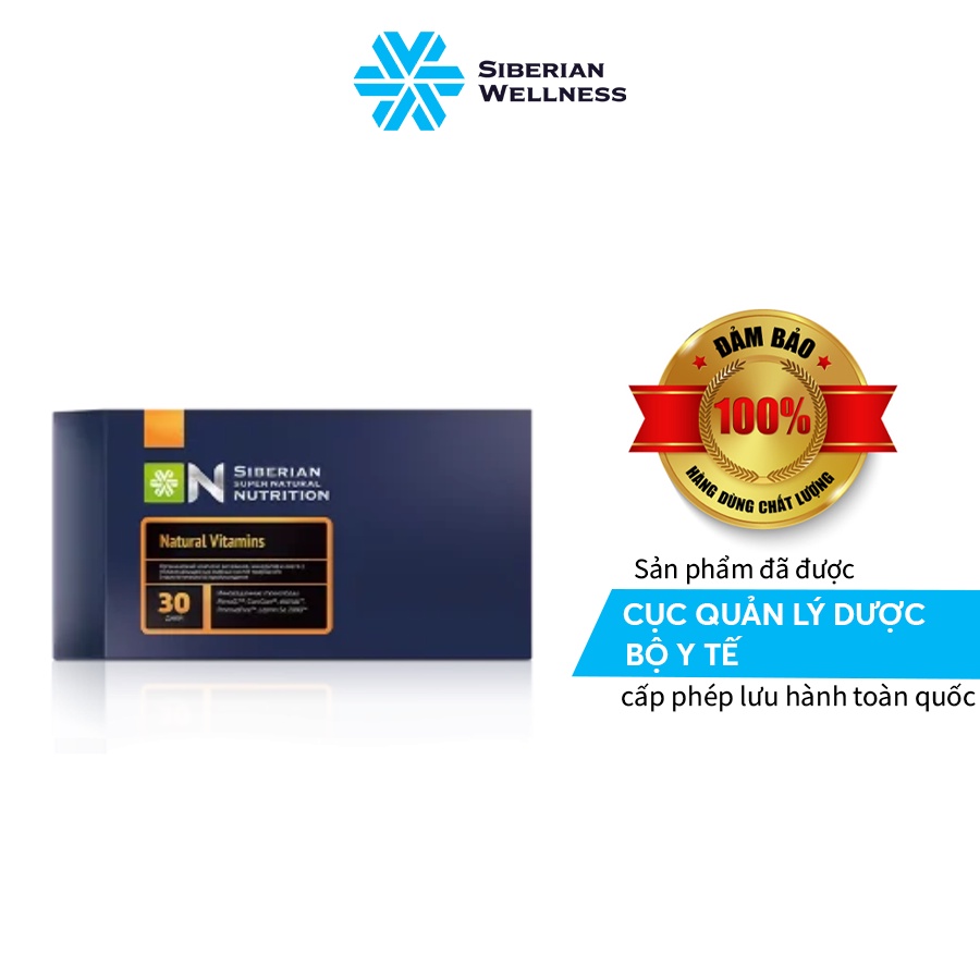 Siêu vitamin Natural Vitamins - Siberian Wellness - Nâng cao khả năng làm việc - Hộp 30 túi, 4 viên/túi