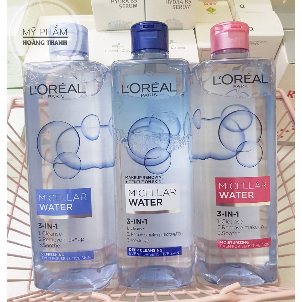 Nước Tẩy Trang Loreal - L'Oreal Paris 3-in-1 Micellar Water 400ml Dành Cho Da Dầu, Da Khô, Da Nhạy Cảm