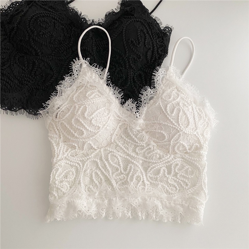 Áo bra dây dáng croptop nhún lưng tôn dáng co giãn