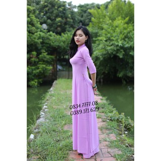 Áo Dài Lụa Nhật Màu Tím Cà Nhẹ Duyên Dáng