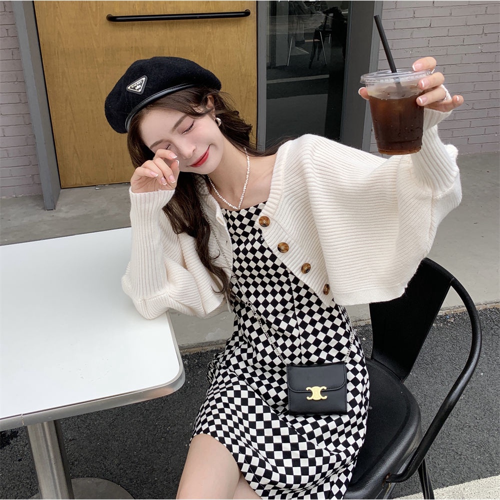 Áo khoác cardigan dệt kim tay phồng dài phong cách Hàn Quốc ngọt ngào