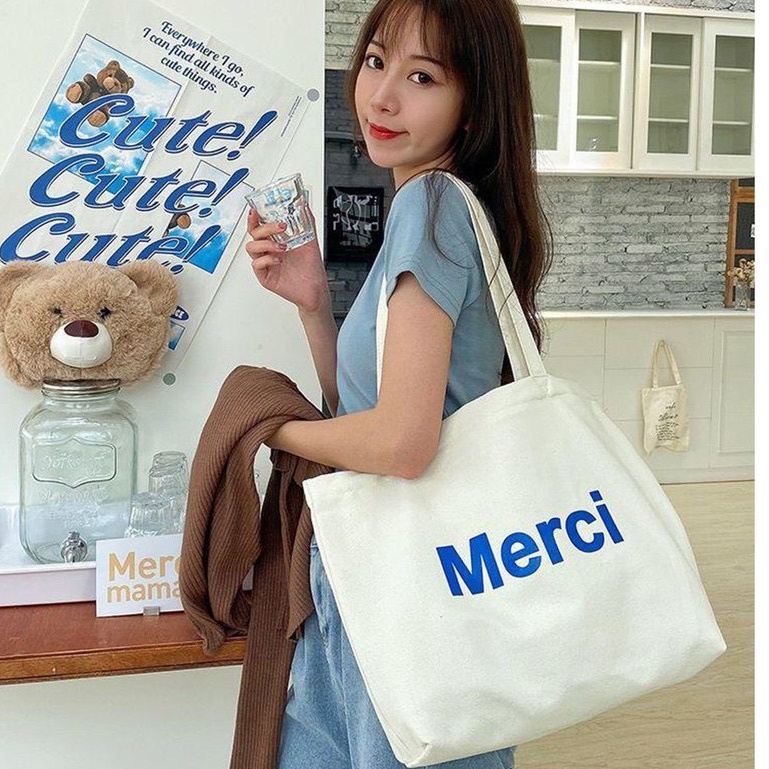 Túi tote vải đeo chéo canvas bag giá rẻ đẹp đi học đi chơi thời trang ulzzang TC12