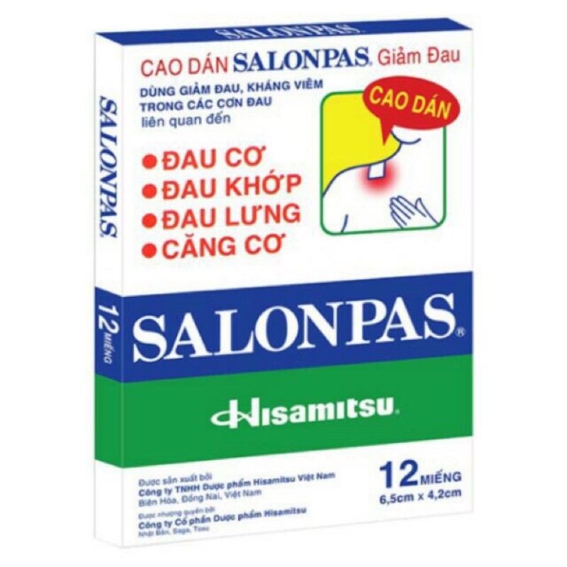 Cao dán Salonpas giảm đau ( hộp 12 miếng )