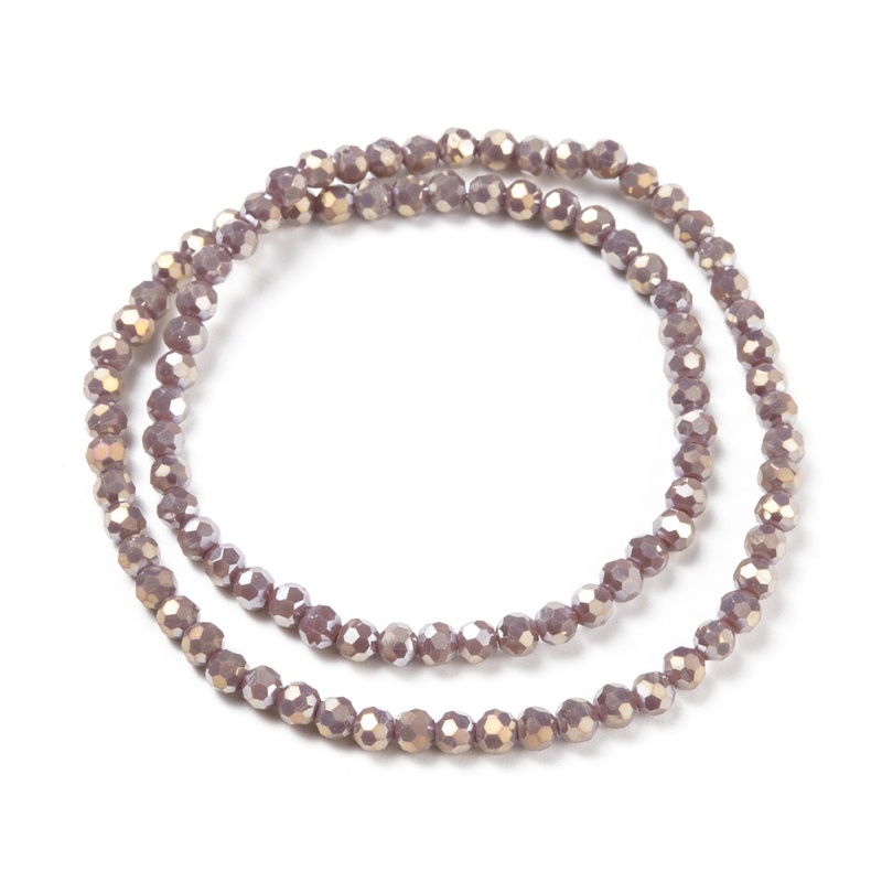 Chuỗi hạt thủy tinh tròn mạ điện 4mm lỗ 1mm 14.9 inch đa dụng