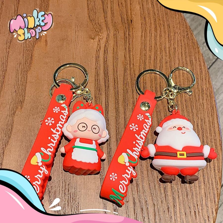 Móc Khoá Giáng Sinh Merry Christmas Ông Già Noel Đáng Yêu Dễ Thương Phụ Kiện Túi Xách, Balo, Oto 02MKGS -Minkey