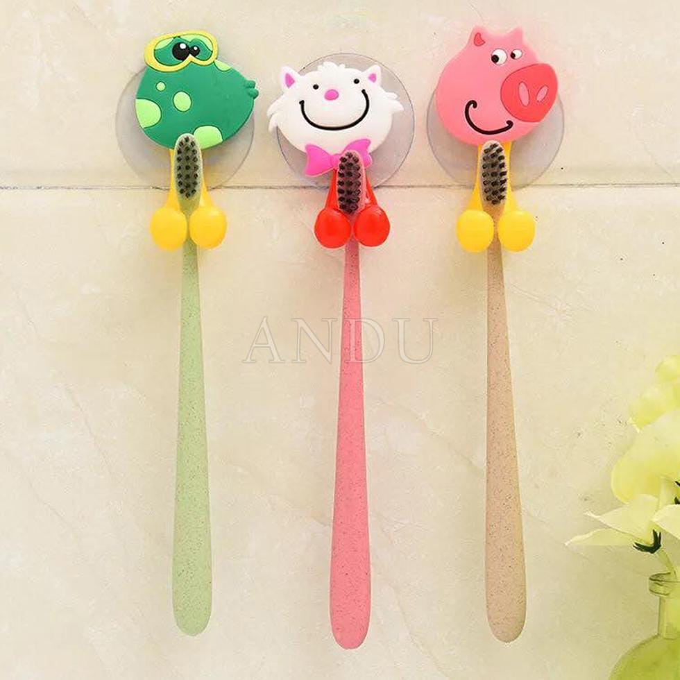 Combo 5 Móc Hít Tường Treo Bàn Chải, Móc Dán Tường Hình Thú