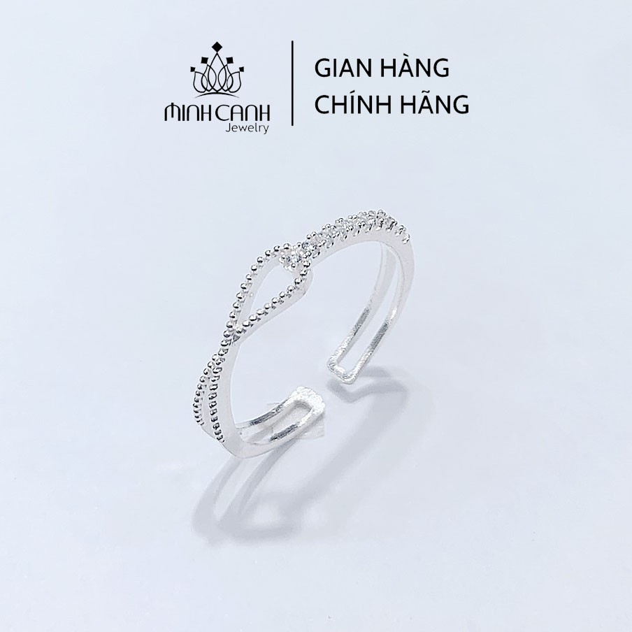 Nhẫn Bạc Thắt Nơ Nhỏ Đính Đá Xinh Xắn Freesize - Minh Canh Jewelry