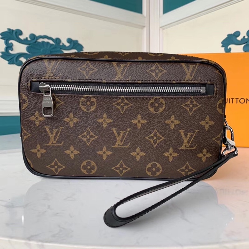 💥CHUẨN 1:1💥Ví da L.V cầm tay vân kẻ ô-Vân hoa FULLBOX_Ví Clutch L.V da thật hàng xuất khẩu_Ví L.V hộp mini nhiều ngăn