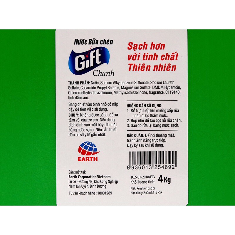 [Mới] Nước Rửa Chén Bát Gift Trà Chanh Can 4kg Siêu To