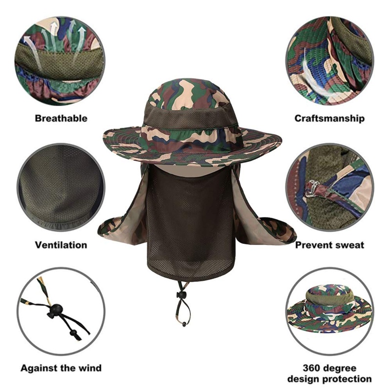 QQ Mũ Vành Rộng Chống Nắng / Tia UV Có Thể Tháo Rời Bảo Vệ Mặt Và Cổ Tiện Dụng