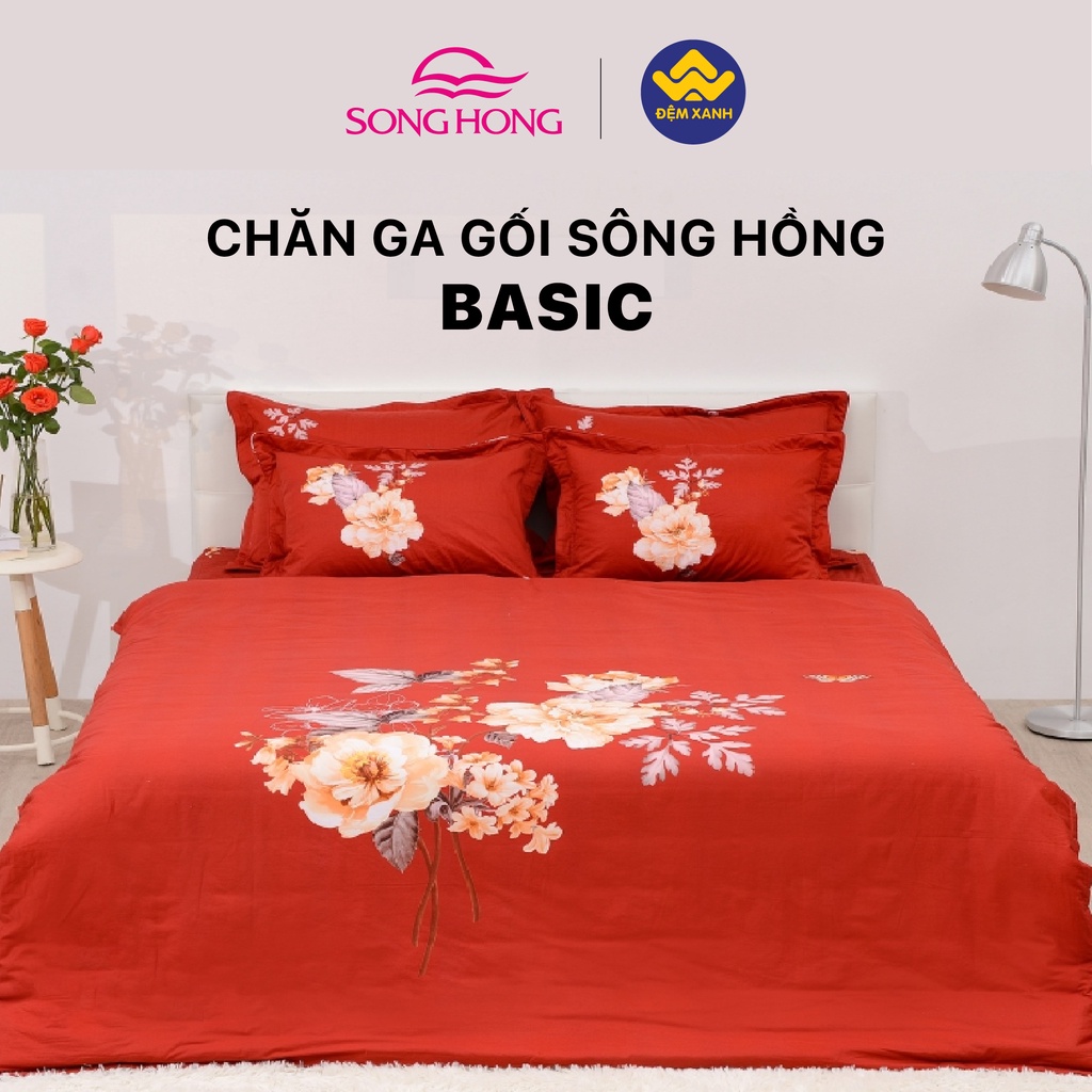 Bộ ga gối Sông Hồng Basic cotton BC22064