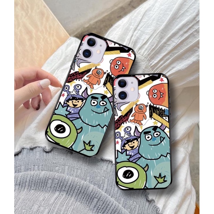 Ốp lưng in hình công ty quái vật cute viền đen lưng nhám cứng 5/5s/6/6plus/6s/6splus/7/7plus/8/8plus