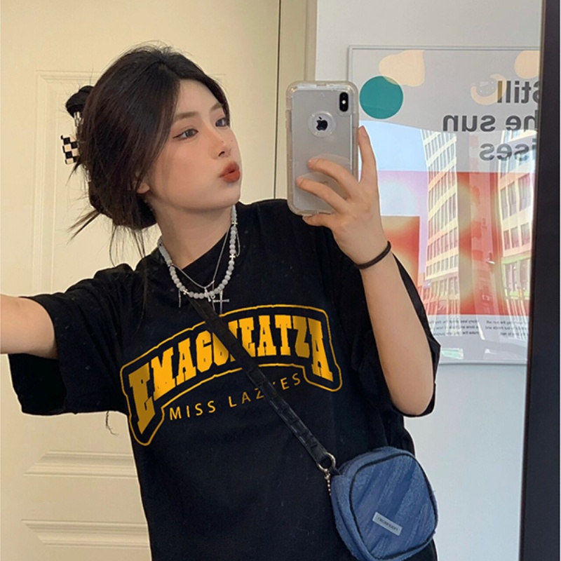 NRVP Áo thun tay ngắn cổ tròn thời trang mùa hè phong cách Hàn Quốc 2022 cho nữ