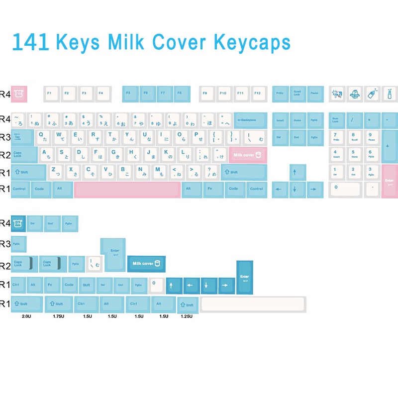 Nút bàn phím cơ không dây Bluetooth keycap Milk Cover 141 phím Cherry PBT Dye Sub Keycaps Suitable for 104/68/87/980.etc