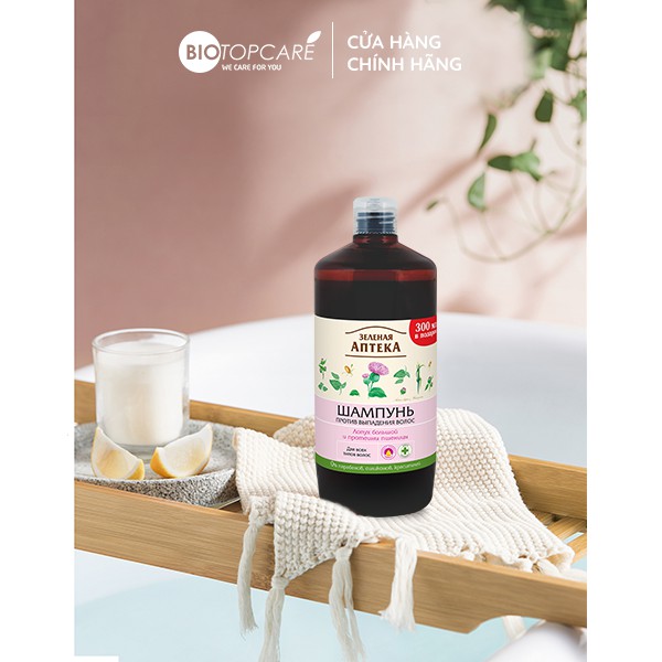 Dầu gội Zelenaya Apteka chống rụng tóc Cây ngưu bàng và protein lúa mì 1000ml - BioTopcare Official - TN144