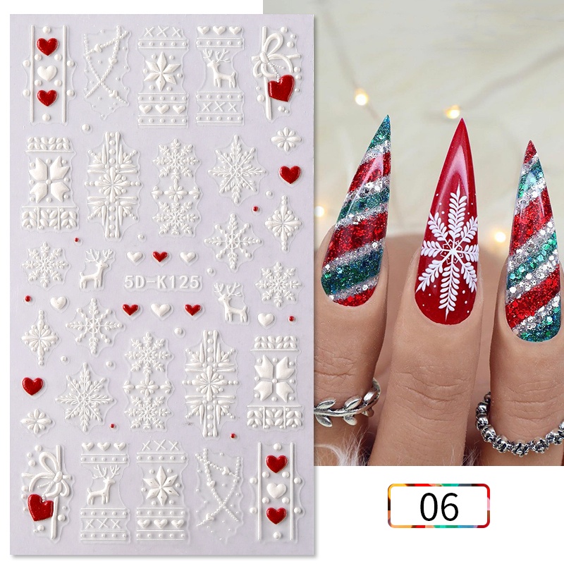 1 Nhãn Dán Trang Trí Móng Tay 5D Chủ Đề Giáng Sinh