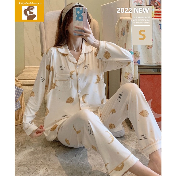 Đồ bộ bầu và sau sinh cho con bú dài tay quần dài dáng pyjama trẻ trung lịch sự