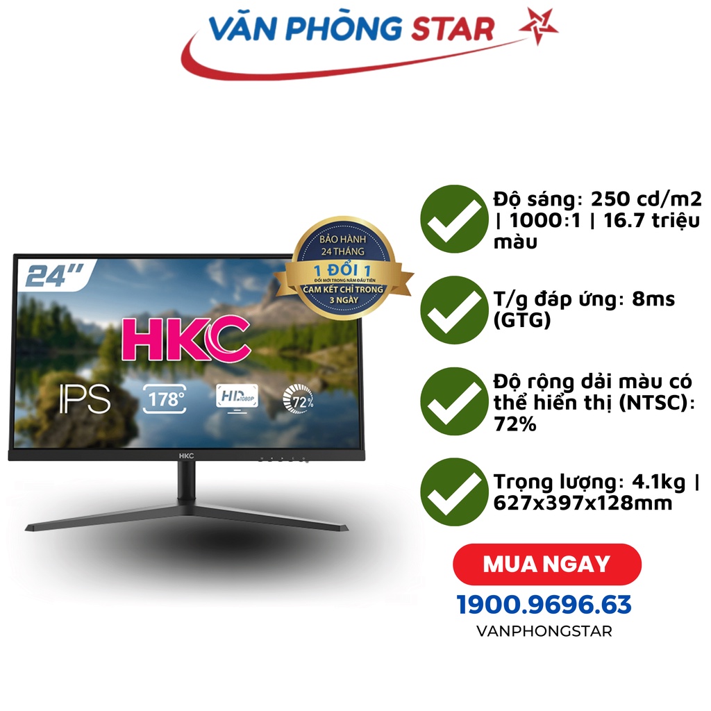 Màn hình HKC MB24V9 (23.8 inch/FHD/IPS/75Hz/8ms/250 nits/HDMI+VGA)
