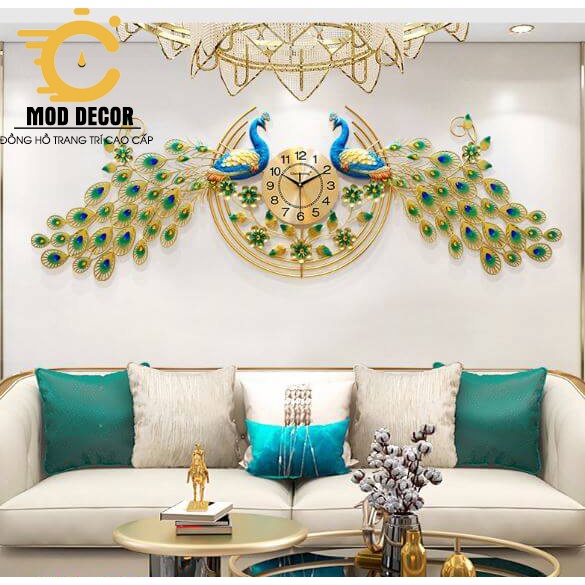 Đồng hồ treo tường chim công khổng tước CỠ ĐẠI M2888 loại 1m8*70cm