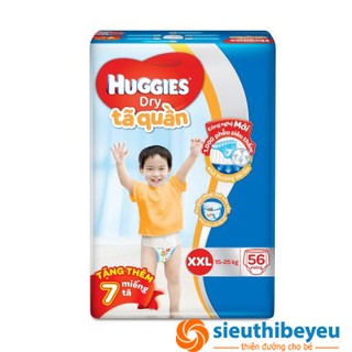 Bỉm quần Huggies M74/L68/XL62/XXL56 tặng 8 miếng