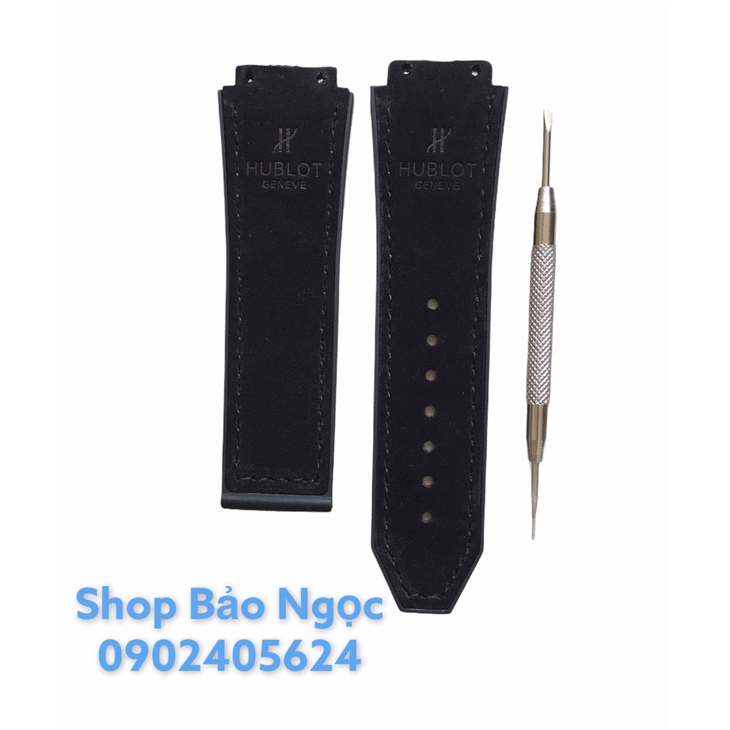 GIÁ ĐỘC NHẤT Dây đồng hồ cao cấp Hublot nam size 42 - Da lộn nâu  size 19 x 25 x 22mm (DLN)