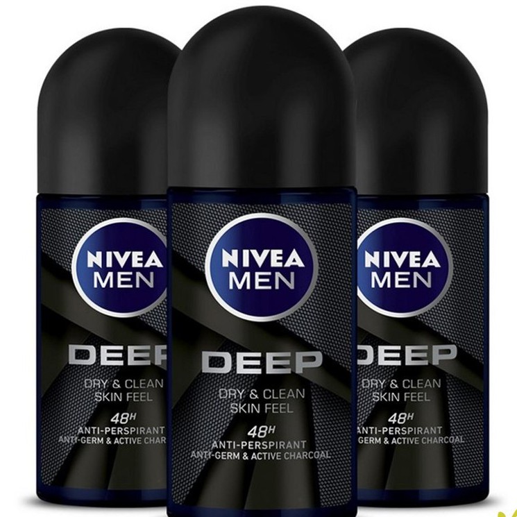 Lăn khử mùi than hoạt tính Nivea Men Deep Dry&amp;Clean Feel
