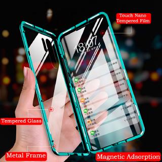 Ốp Điện Thoại Kính Cường Lực Hai Mặt Viền Kim Loại Nam Châm Cho Huawei Honor 20 Pro 20i 8x 10 Lite V10 V20