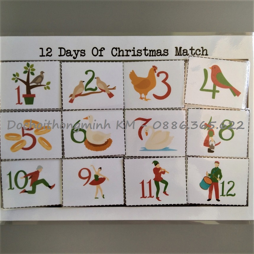 HỌC LIỆU - Matching hình bóng- 12 ngày nghỉ lễ Giáng Sinh