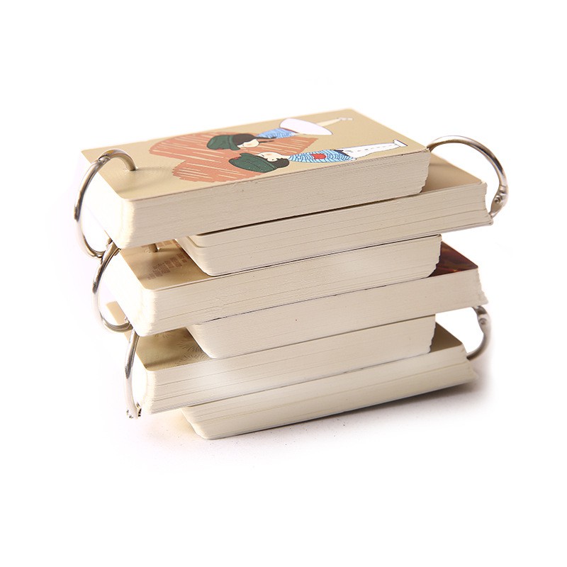 Thẻ học từ vựng Flashcard Genuova 110 tờ size to hoạt hình cute học ngoại ngữ