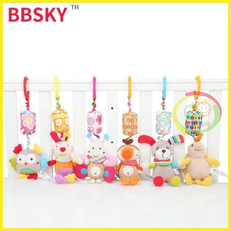 Đồ Chơi Treo Cũi Nôi Xe Đẩy Thú Bông Kích Thích Thị Giác Có Xúc Xắc Lục Lạc Cho Bé Bbsky Tn15