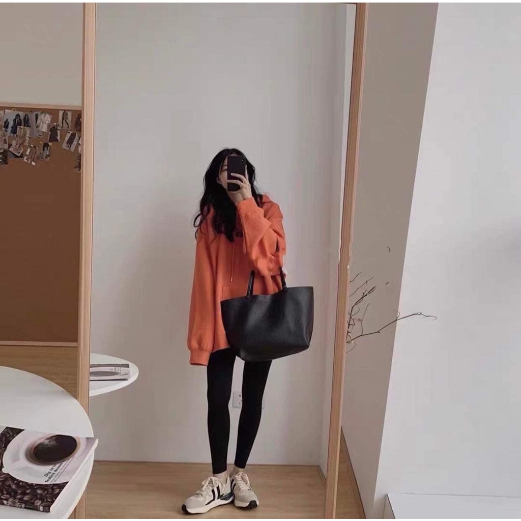 [Có Video + Ảnh Thật] Set Quần Áo Nữ Áo Hoodie Nỉ Cam Phối Quần Legging Cá Tính Chất Dày Mịn - Chuu House - CH0161