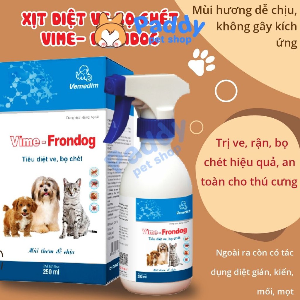 Vime - Frondog Xịt Trị Ve Rận Bọ Chét Cho Chó Mèo 250ml