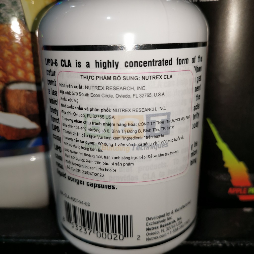 GIẢM MỠ GIẢM CÂN Nutrex CLA – Đốt Mỡ Giảm Cân An Toàn Không Chất Kích Thích - không caffein - 45 viên