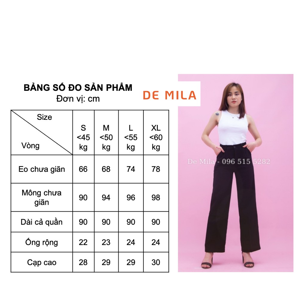 Quần vải ống suông De Mila Cao Cấp, quần vải tuyết mưa culottes ống rộng chất cực đẹp Hàng Loại 1- QVS010