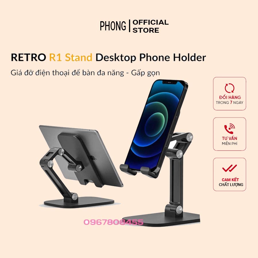 Giá đỡ điện thoại để bàn Desktop đa năng, kệ điện thoại điều chỉnh nhiều góc độ dùng xem phim, LiveStreem, Học online