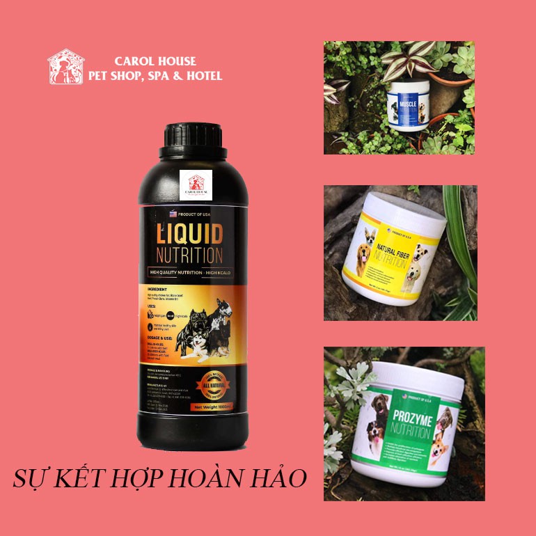 SET 4 SẢN PHẨM CỦA PET NUTRITION: LIQUID - MUSCLE - PROZYME - FIBER