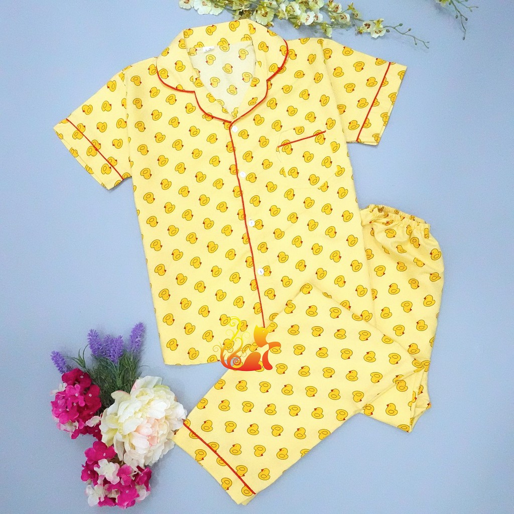 Đồ ngủ Pijama Kate Thái quần dài - "Vịt vàng" - Dưới 60kg