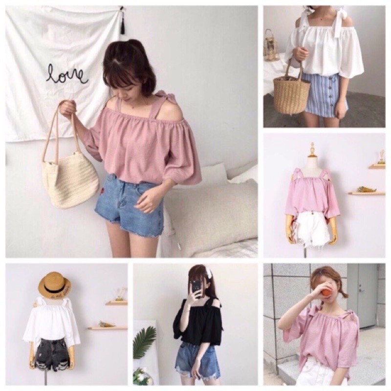 Áo trễ vai cột dây siêu cute
