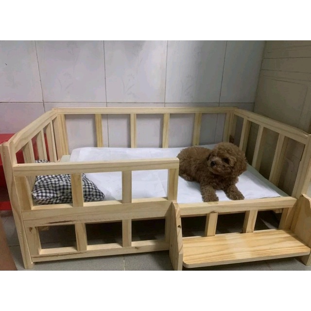Giường ngủ gỗ sang chảnh cho thú cưng